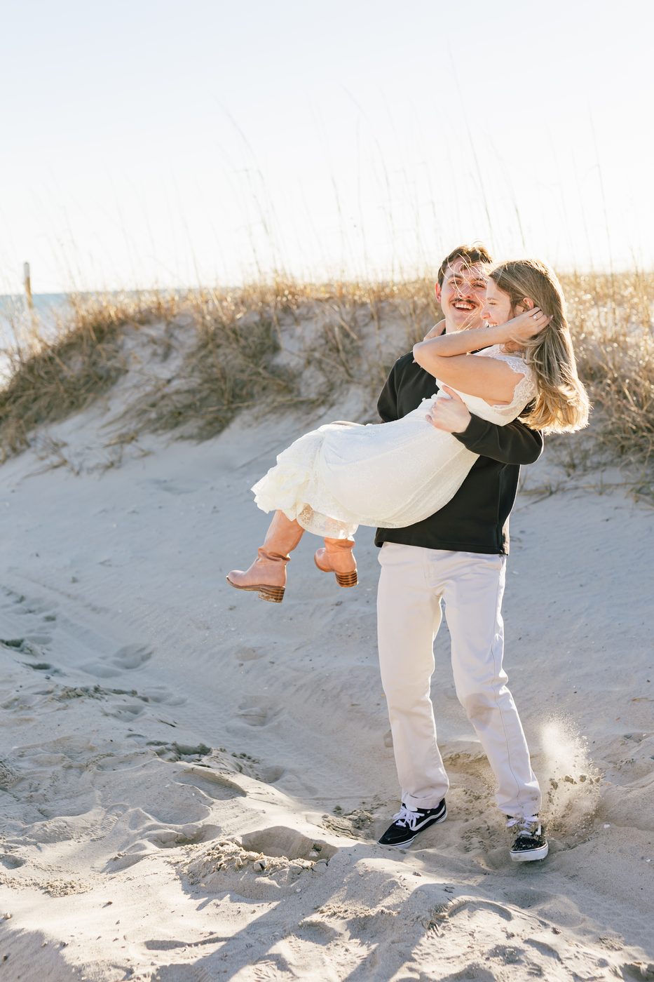 Catherine and Noah on the beach
